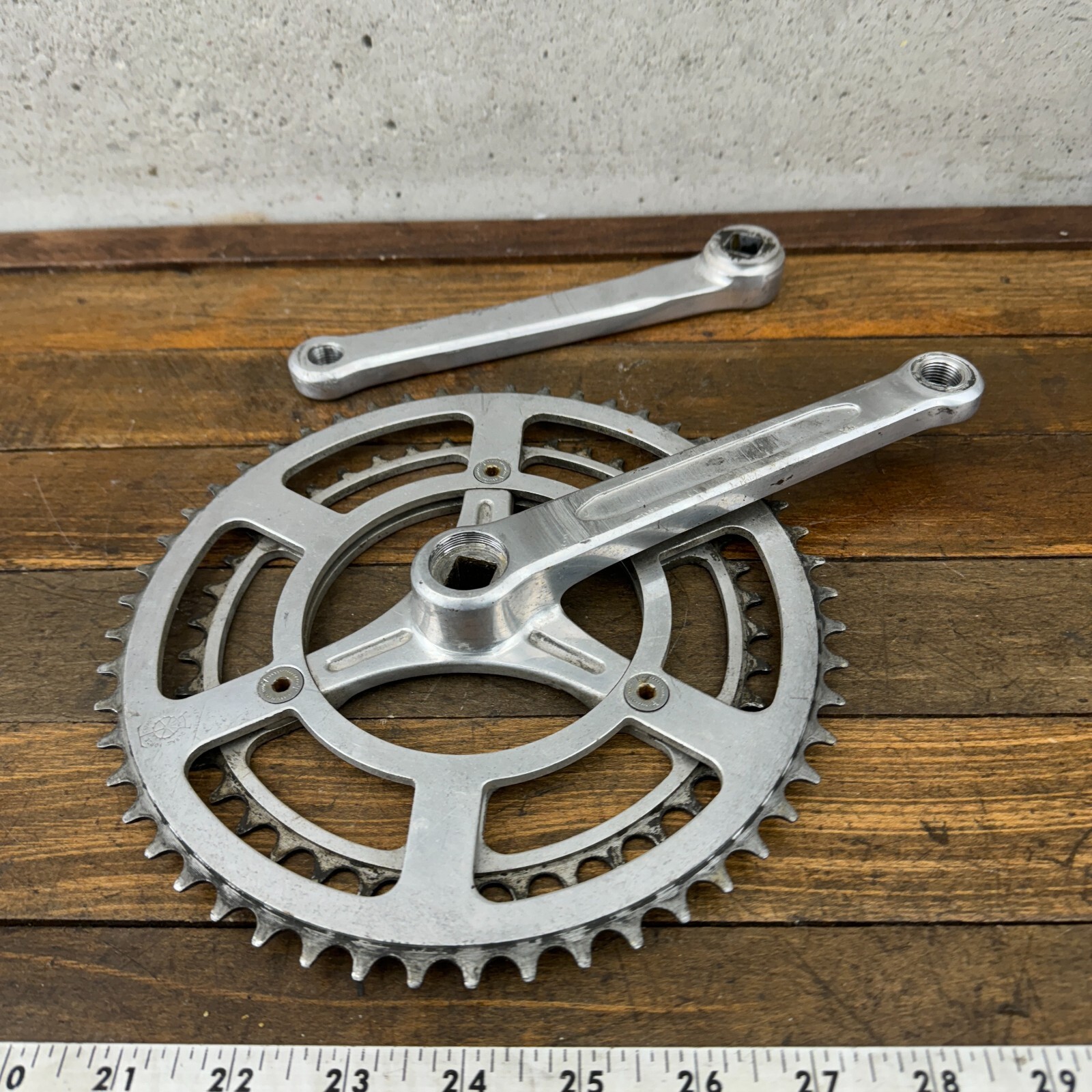 Vintage TA Professional Crank Set 170 mm 3 Arm 1970s France Eroica 3 Hole Alloy