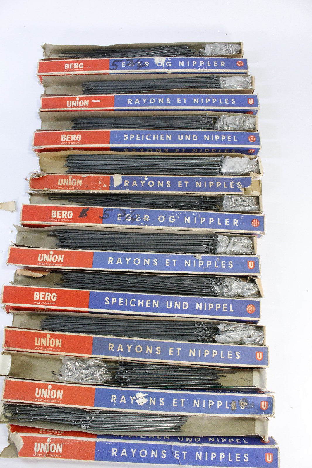 (10) Berg Union Bike Spokes/Nipples Boxes Assorted Sizes NOS 1980s Germany