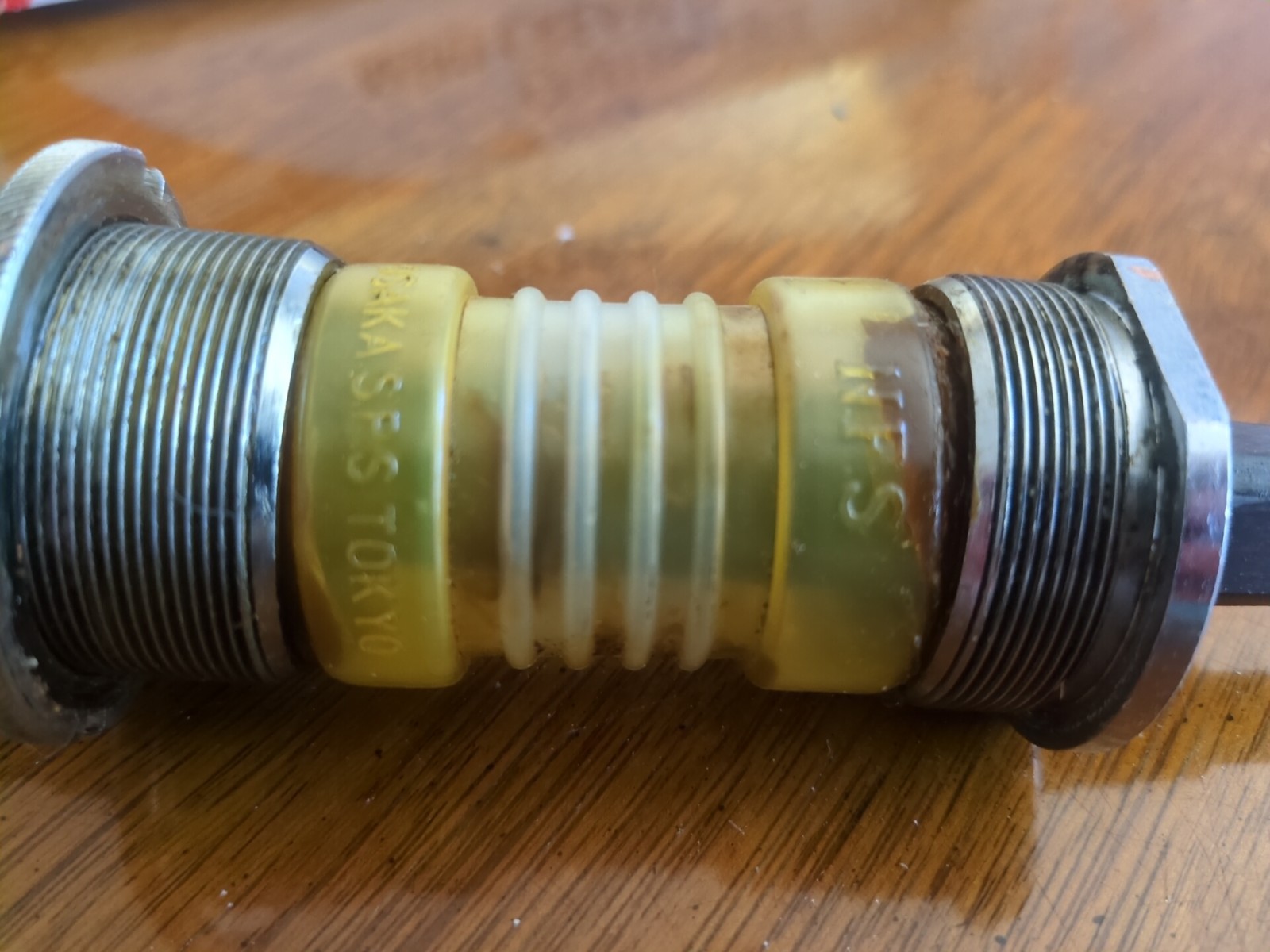 1989 Vintage road bike bottom bracket NFS Japan Cr-Mo 119 mm BSA / 68 mm