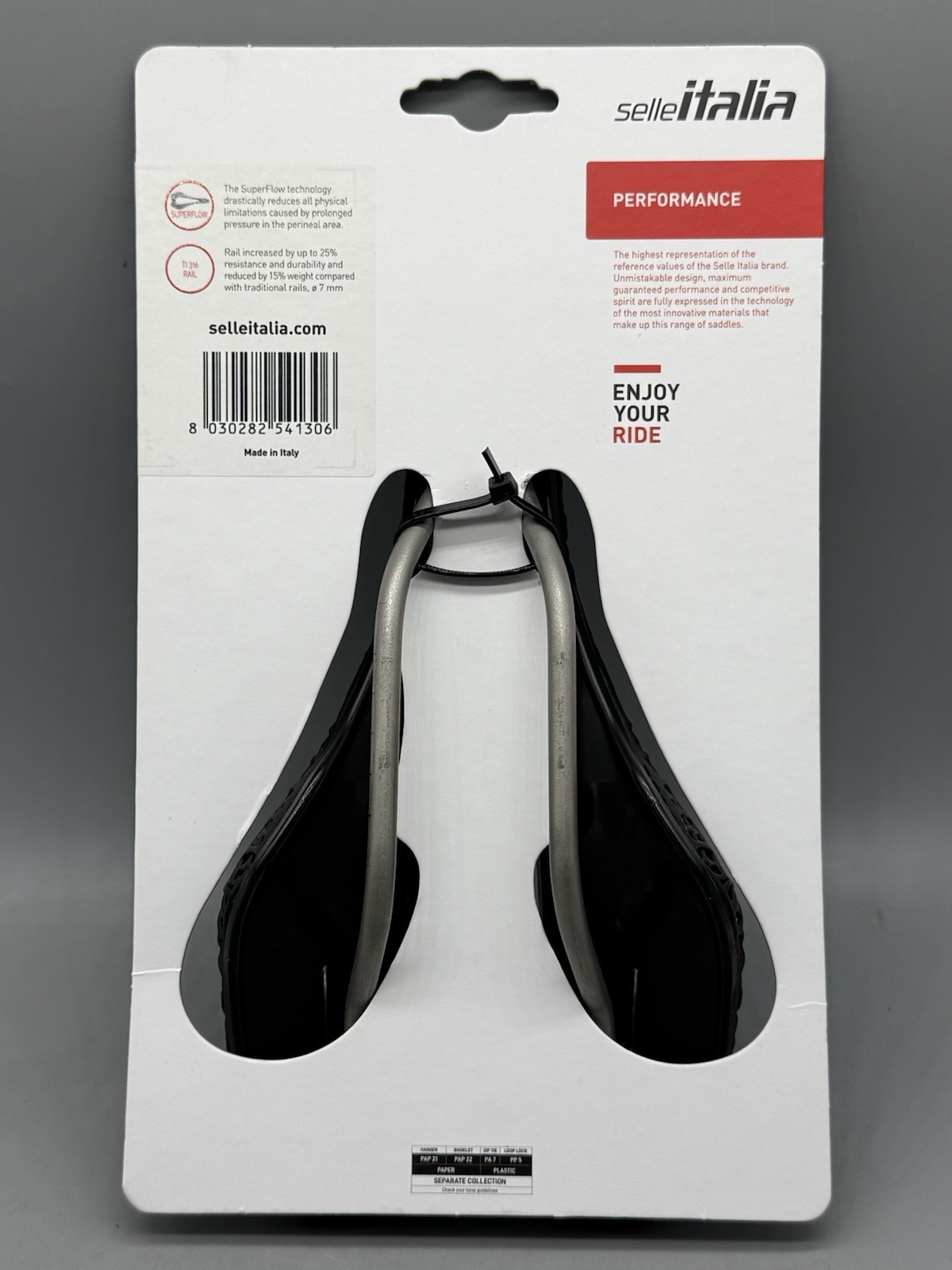 SELLE ITALIA SLR BOOST 3D TI 316 SUPERFLOW SADDLE, 248 x 130mm