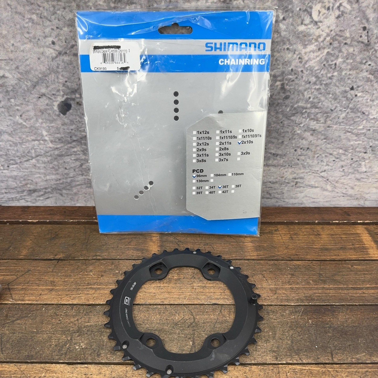 Shimano Deore 36T Chainring 96 BCD 4-Arm Asymmetrical MTB HG-X 2x10s 36 Tooth