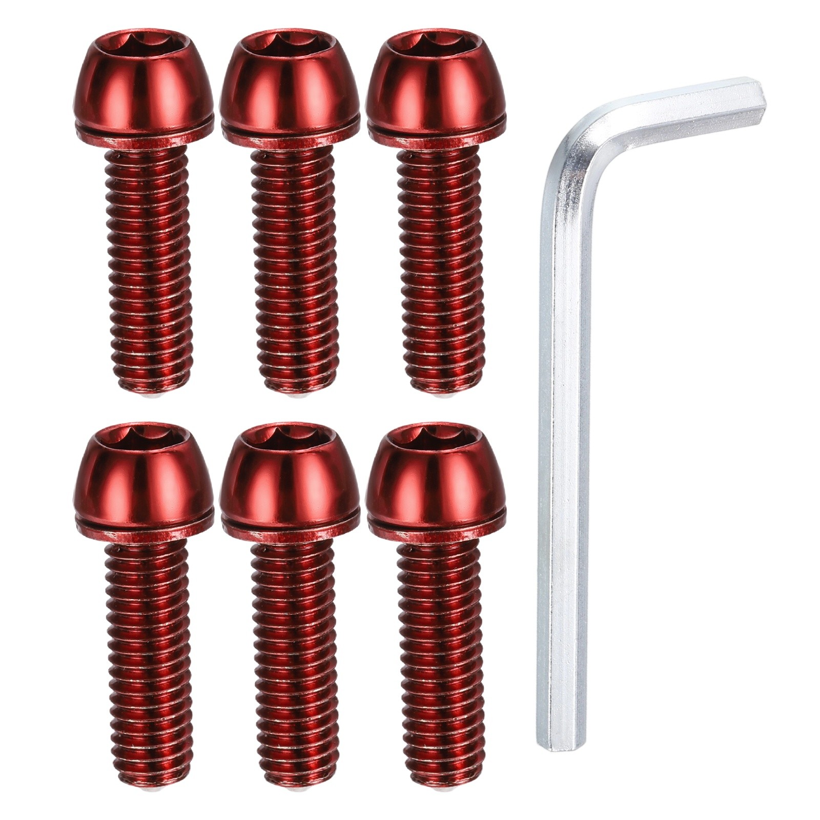 M6 x 20mm Bike Stem Bolts, 6pcs Tapered Bolts Screws for Bicycle Stem, Red