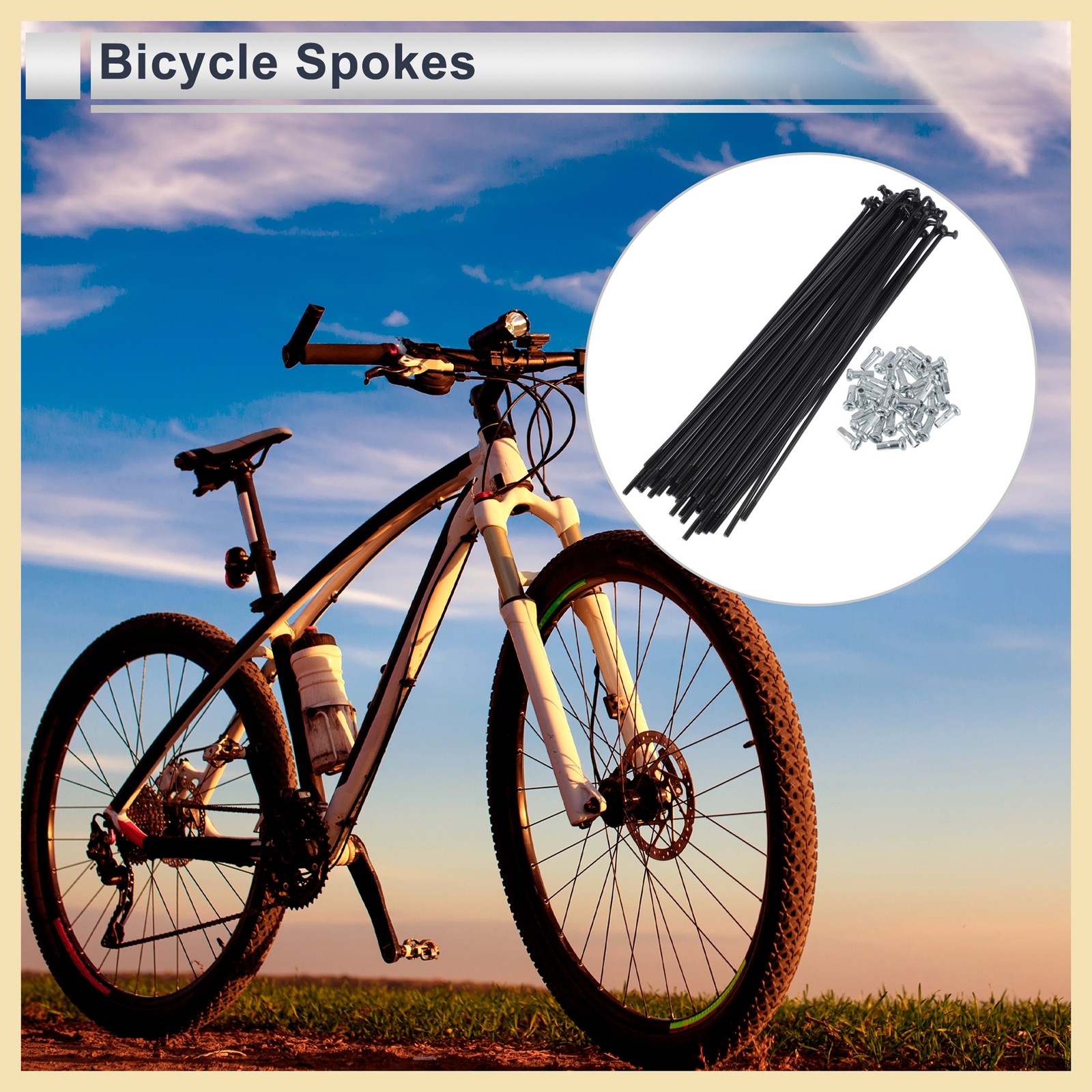1 Set 13G 171mm Length Bicycle Spokes Nipple 45 Steel