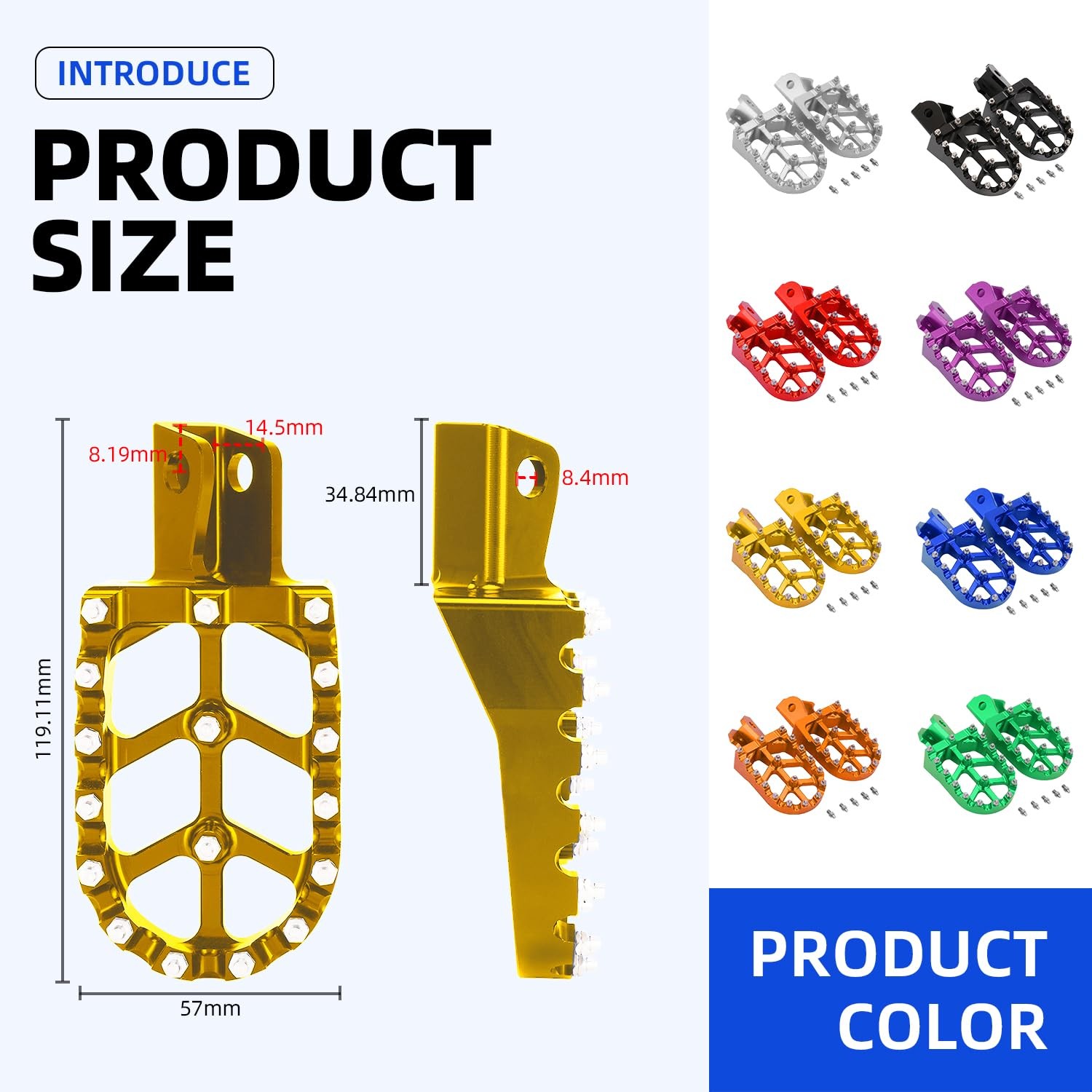 Dirt Bike Foot Pegs Motorcycle Footpegs Foot Pedals Rests CNC Footrests for