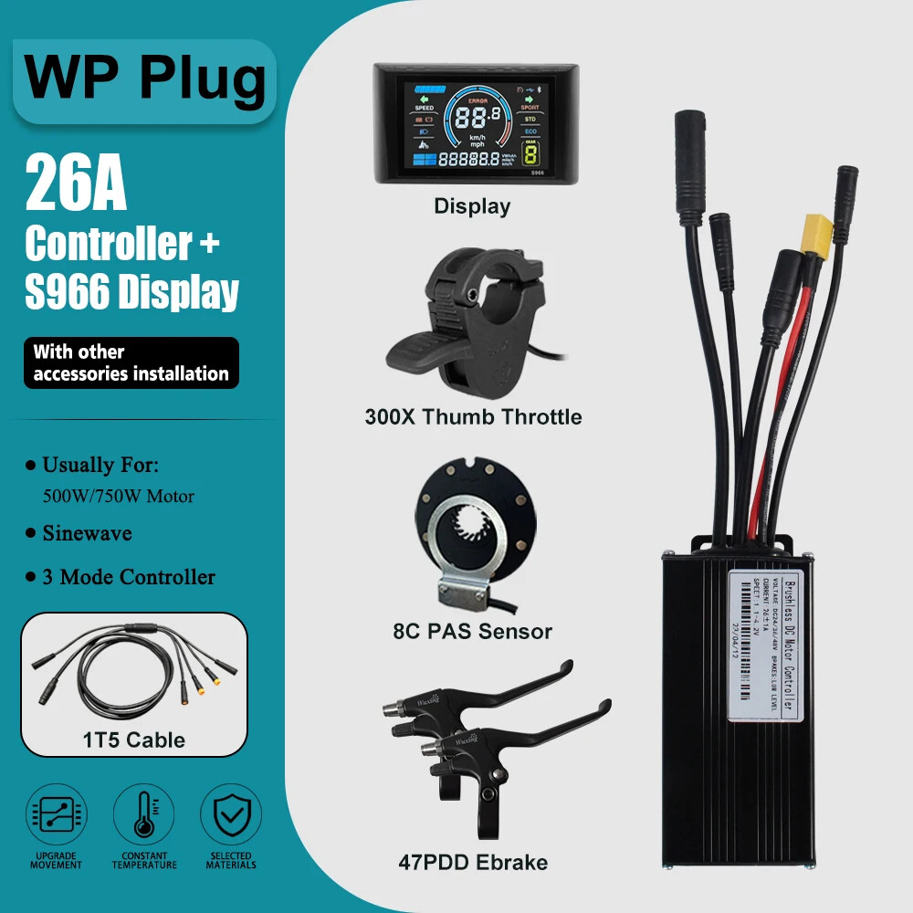 E-Bike Three-Mode Sine Wave Controller SM/WP Plug 36V 48V 17A 26A 30A 40A 60A
