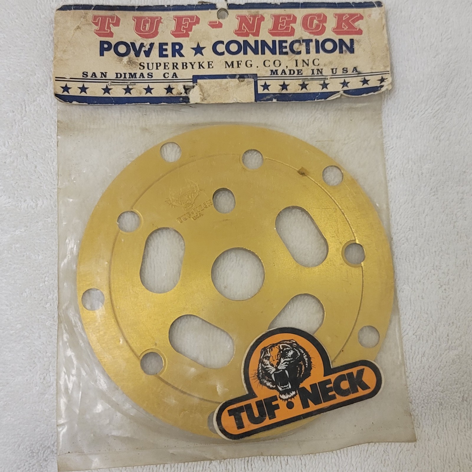 NOS Tuf-Neck Power Connection BMX Bike Gold Powerdisk 80s HTF Stamped USA🔥🔥🔥