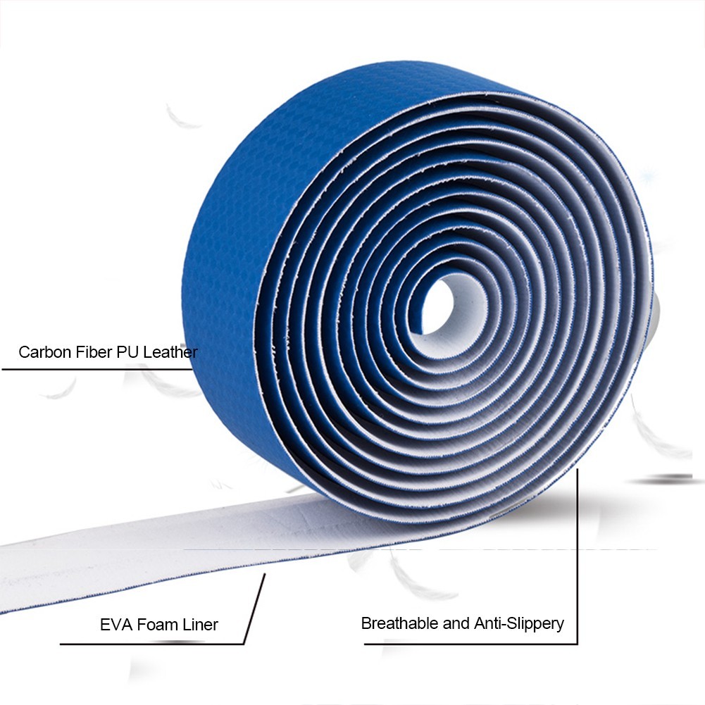 Carbon Fiber PU Leather Bike Handlebar Tape ?C Anti Slip Strap Belt Set