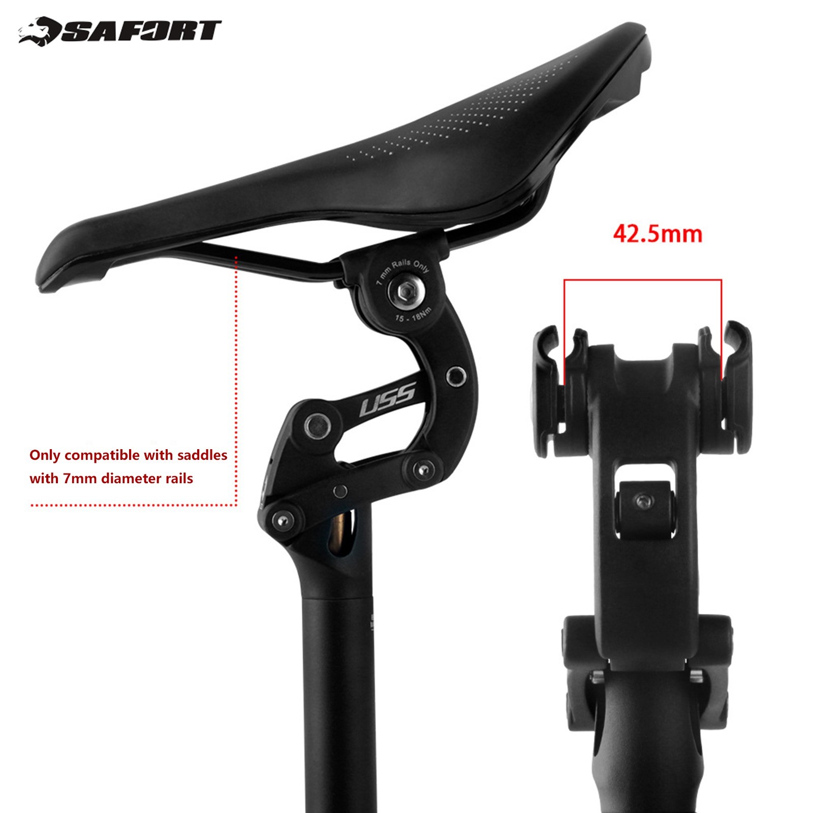 Safort Suspension Seatpost 27.2 30.9 31.6mm MTB Bike/eBike Seatpost AD-SP18-USS