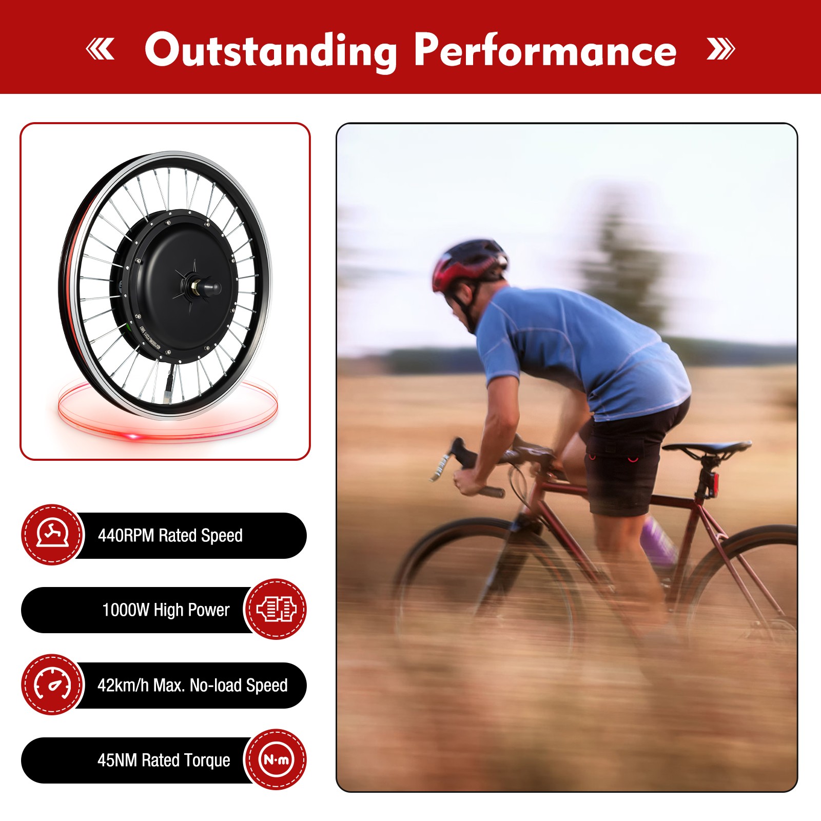 20in 1000W Front Wheel 48V Electric Bicycle Bike Motor Conversion Kit Hub eBike