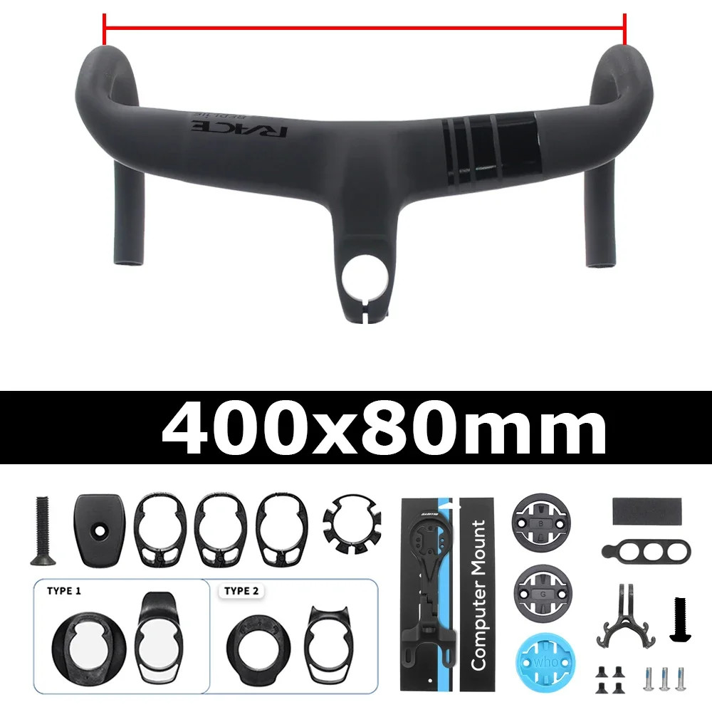 Full Carbon Internal Cable Integrated Road Bike Handlebar -10 Degree 360-420mm