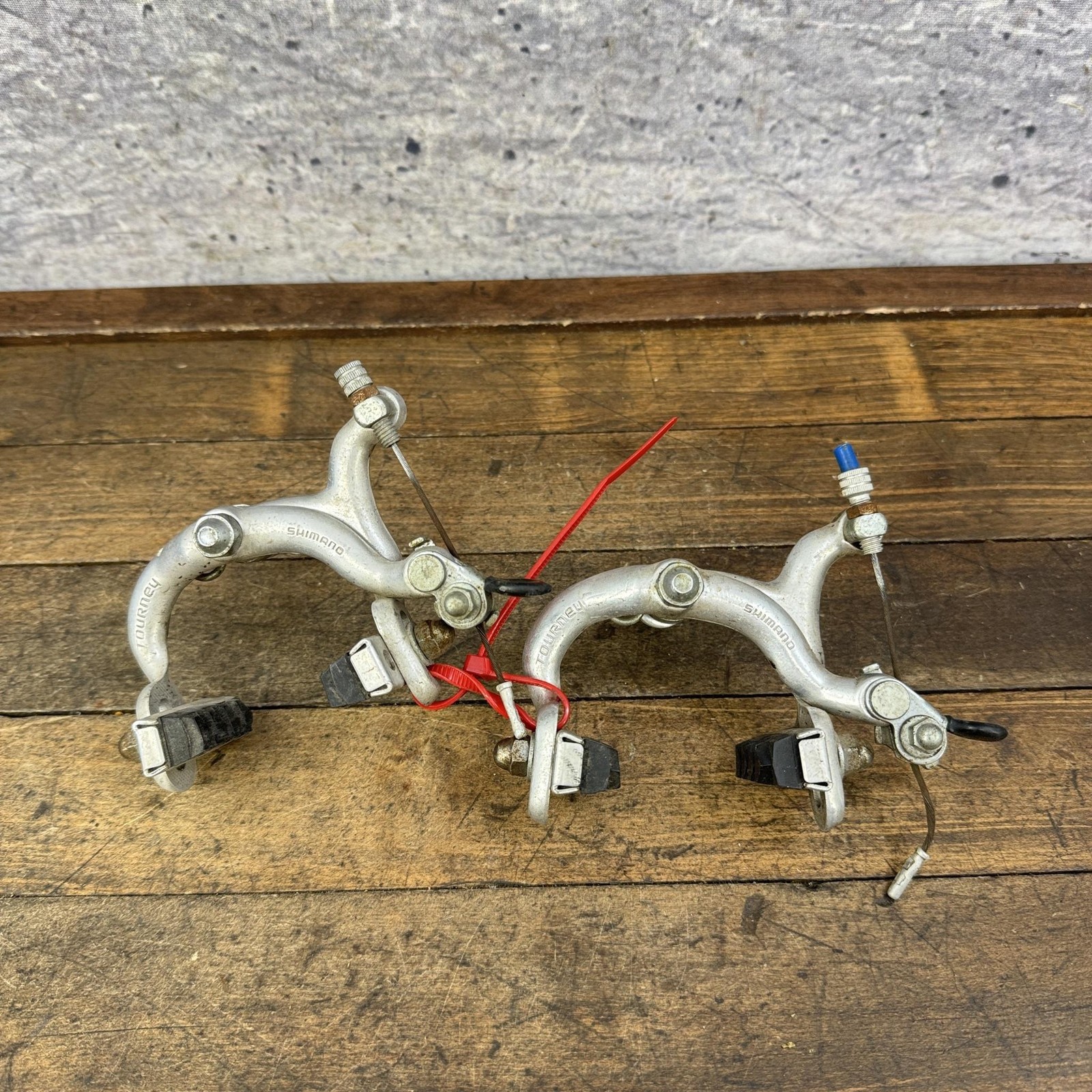 Vintage Shimano Tourney Caliper Brakes Set Silver Road Bike Side Pull Japan 70s