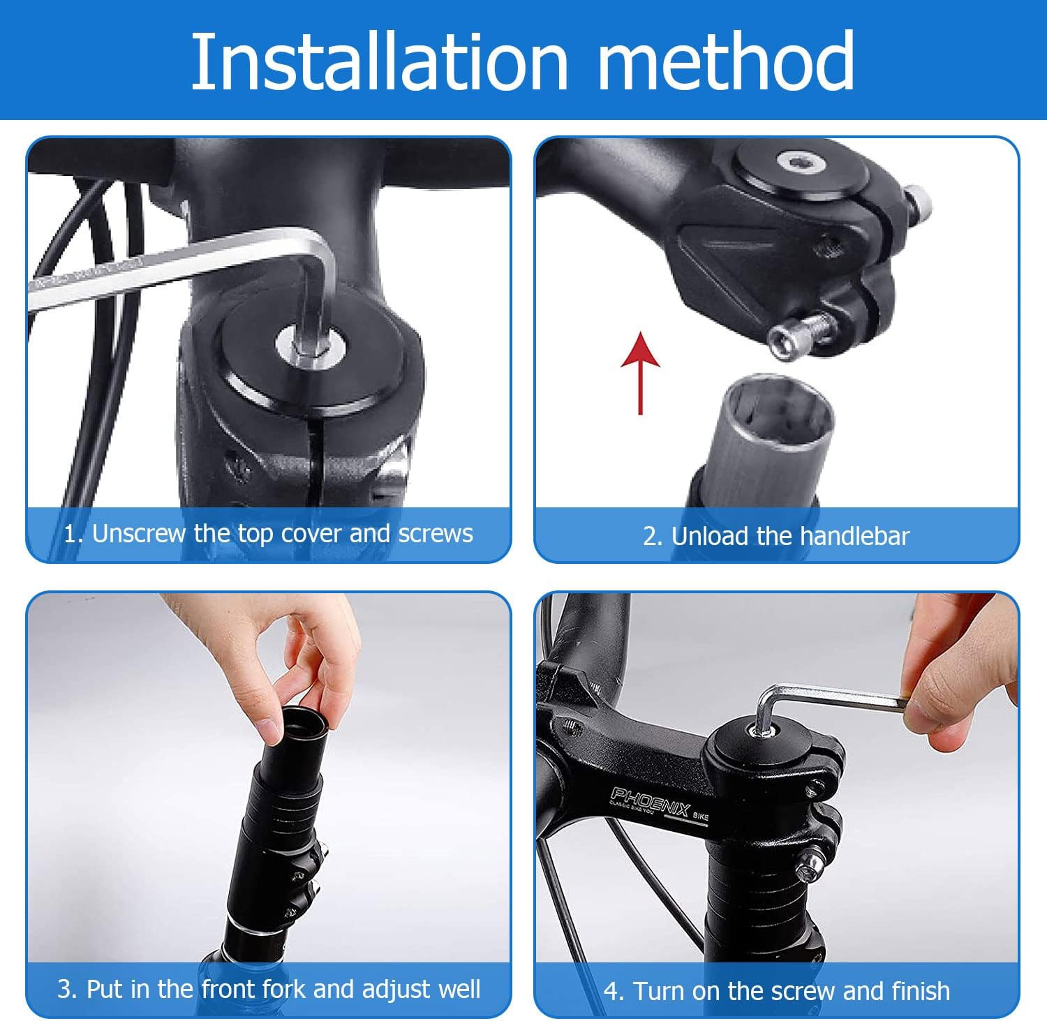 Mountain Bike Handlebar Front Fork Stem Riser Extender Extension Head Up Adaptor