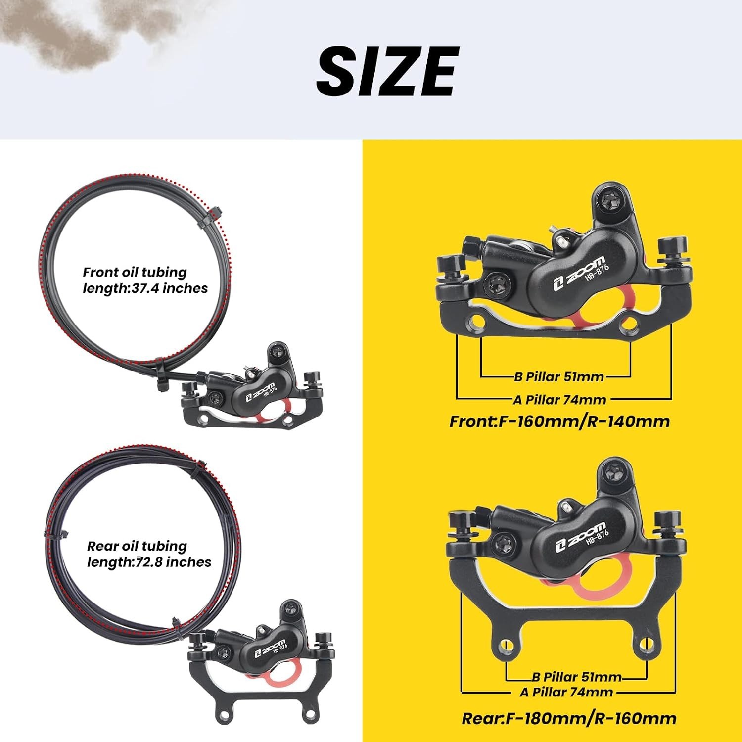 Ebike Hydraulic Brake Set 4-Pistons 160mm Rotors 2-Pin Power-Off Kit Aluminum