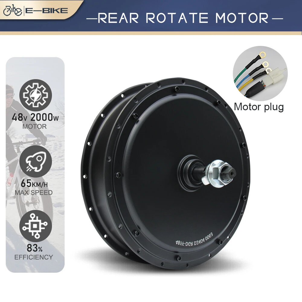 48V 2000W Mountain E-bicycle Brushless Non-gear Rear Hub Motor Dropout 135-142mm