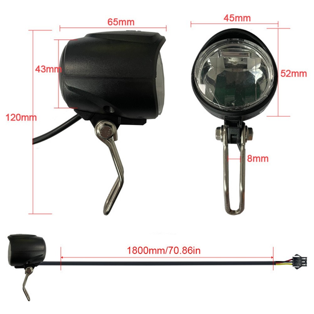 12V to 72V Electric Bike LED Light Set with Headlight Tail Light and Wiring
