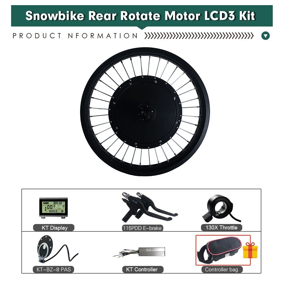 48V 1000W 1500W 72V 3000W Fat E-bike Snow Brushless Non-Gear Rear Rotate Motor
