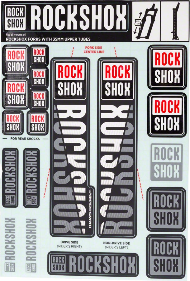 RockShox Fork Decal Kit – 35mm, White
