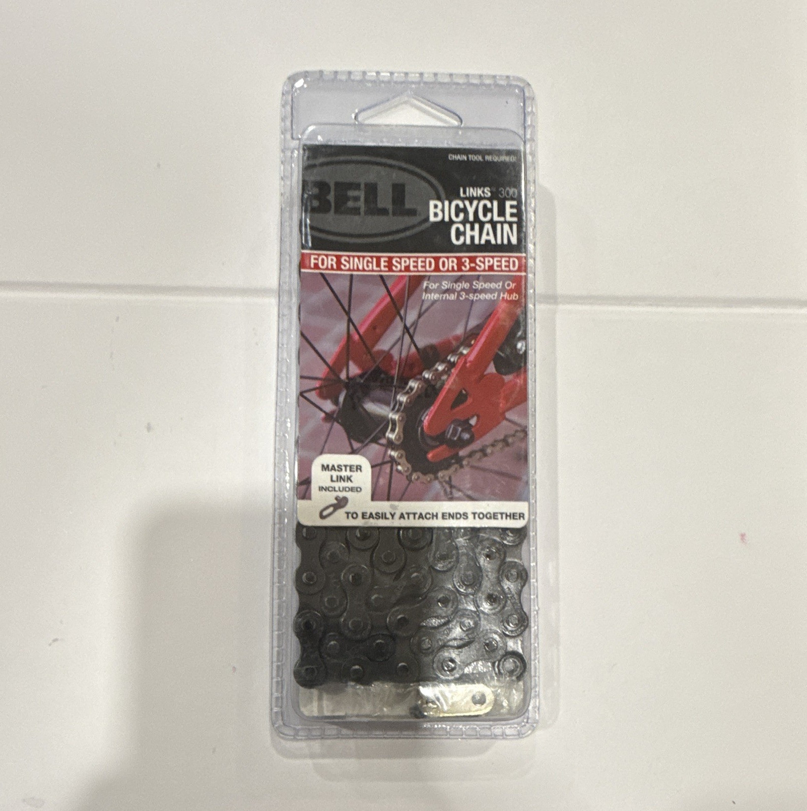 Bell Links 300 Black Steel Bike Chain 1/2 x 1/8 Single Speed/3-Speed +Link