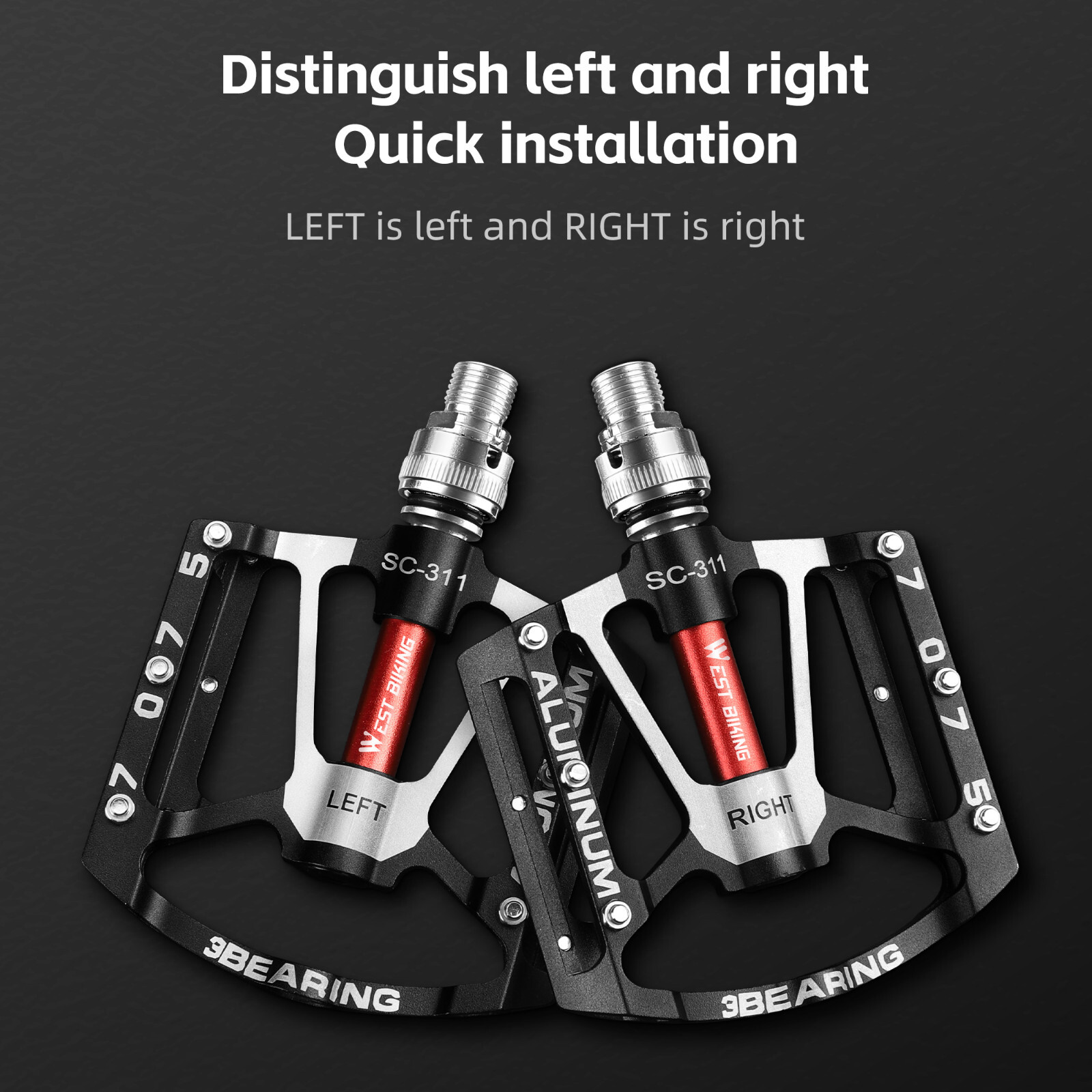 WEST BIKING 3 Bearings MTB Road Bicycle Pedals Quick Release Bike Pedals a Pair