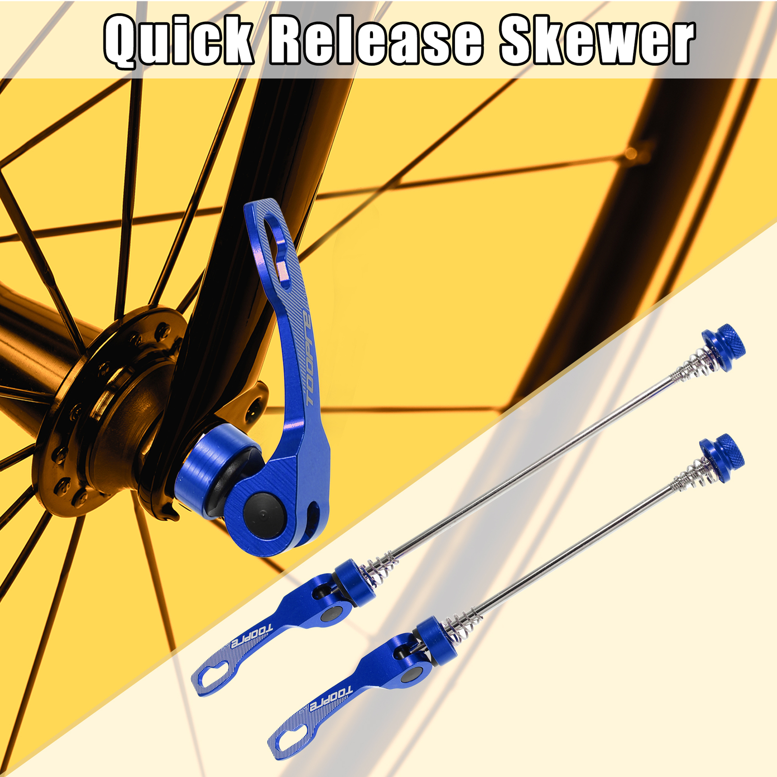 1 Pair Front Rear Bicycle Quick Release Axles Skewers Wheel Hub Blue for MTB