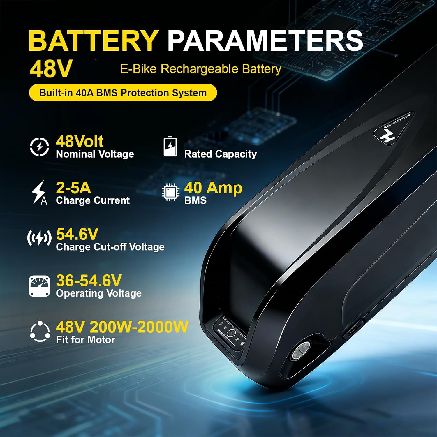 48 Volt 11Ah 15Ah 20Ah Battery 48V 0-1500W Lithium Battery with Charge-r US