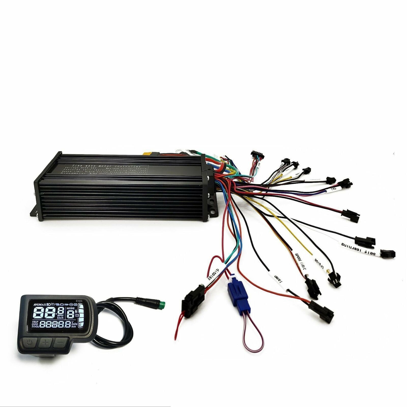 Ebike Controller LCD Display Kit 36V 48V 52V 1500W Mode Sinewave Support 3-mode