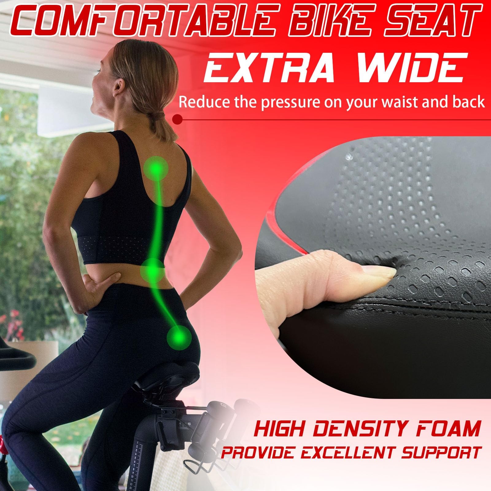 Wide Bike Seat for Men Women Ebike Seats Comfort Extra Large Comfortable Bicycle