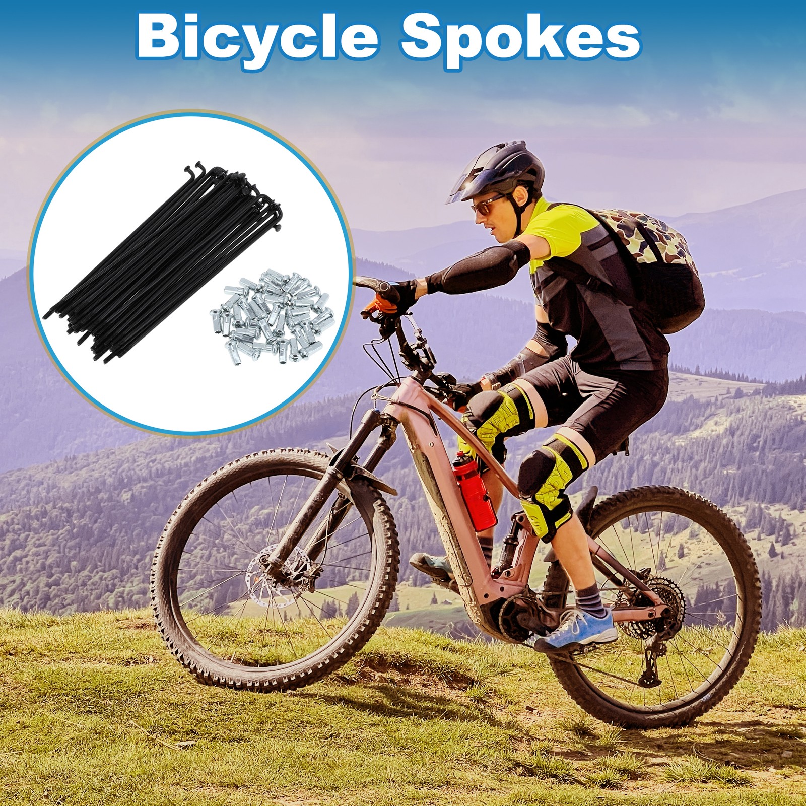 1Set 12G 134mm Length Bicycle Spokes Nipple Carbon Steel Black Universal