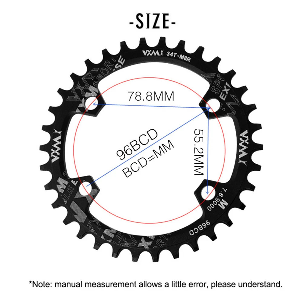 round Oval 96BCD Chainring MTB Mountain 96Bcds Bike Bicycle 32T 34T 36T 38T Crow