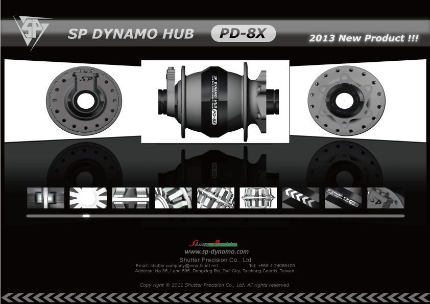Shutter Precision (SP) hub dynamo (dynohub) PL-8X – QR15 – Centerlock