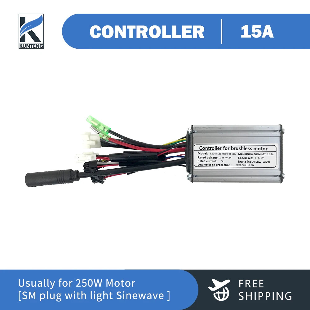 E-bike KT Controller 36 48V 250-1000W Sinewave SM/WP Plug Controller with Light