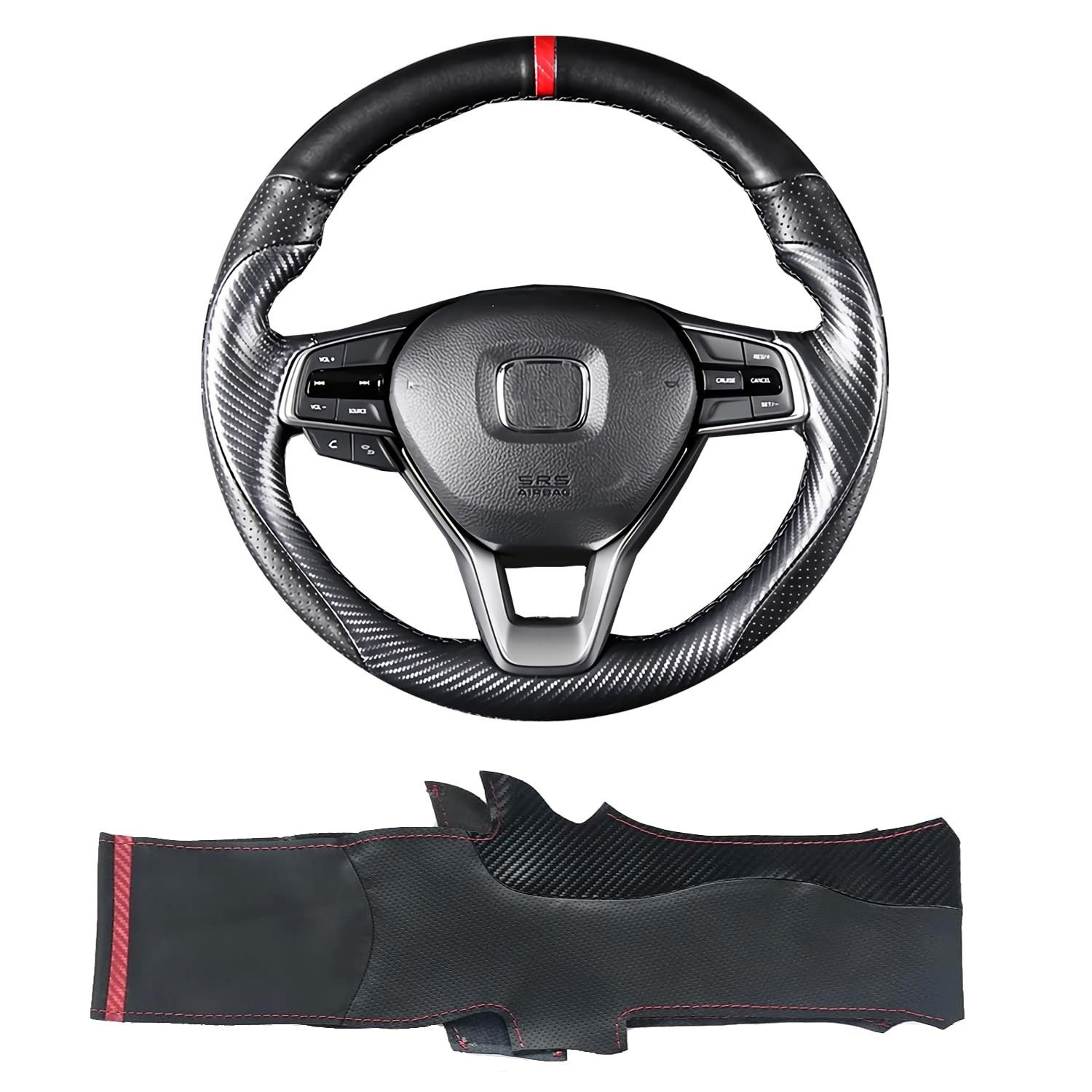 Matte Black Carbon Fiber & Nappa Perforated Leather Interior Accessories Stee…