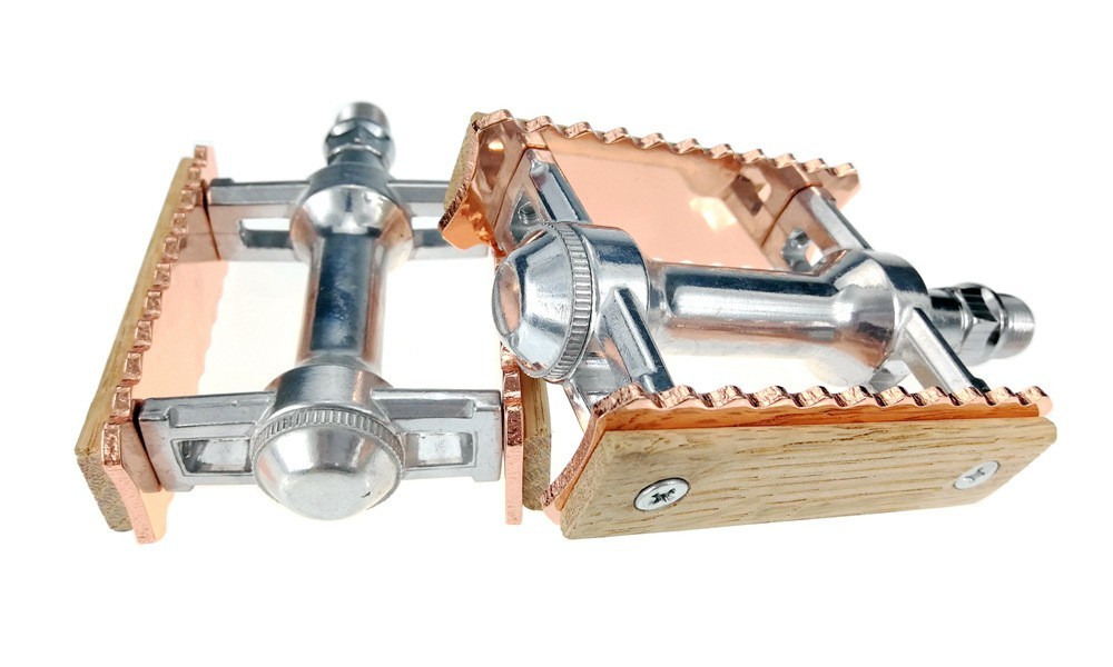 1 Pair Vintage Wood Aluminum MTB Road Bike Pedals Anti-slip Bicycle Flat Pedals