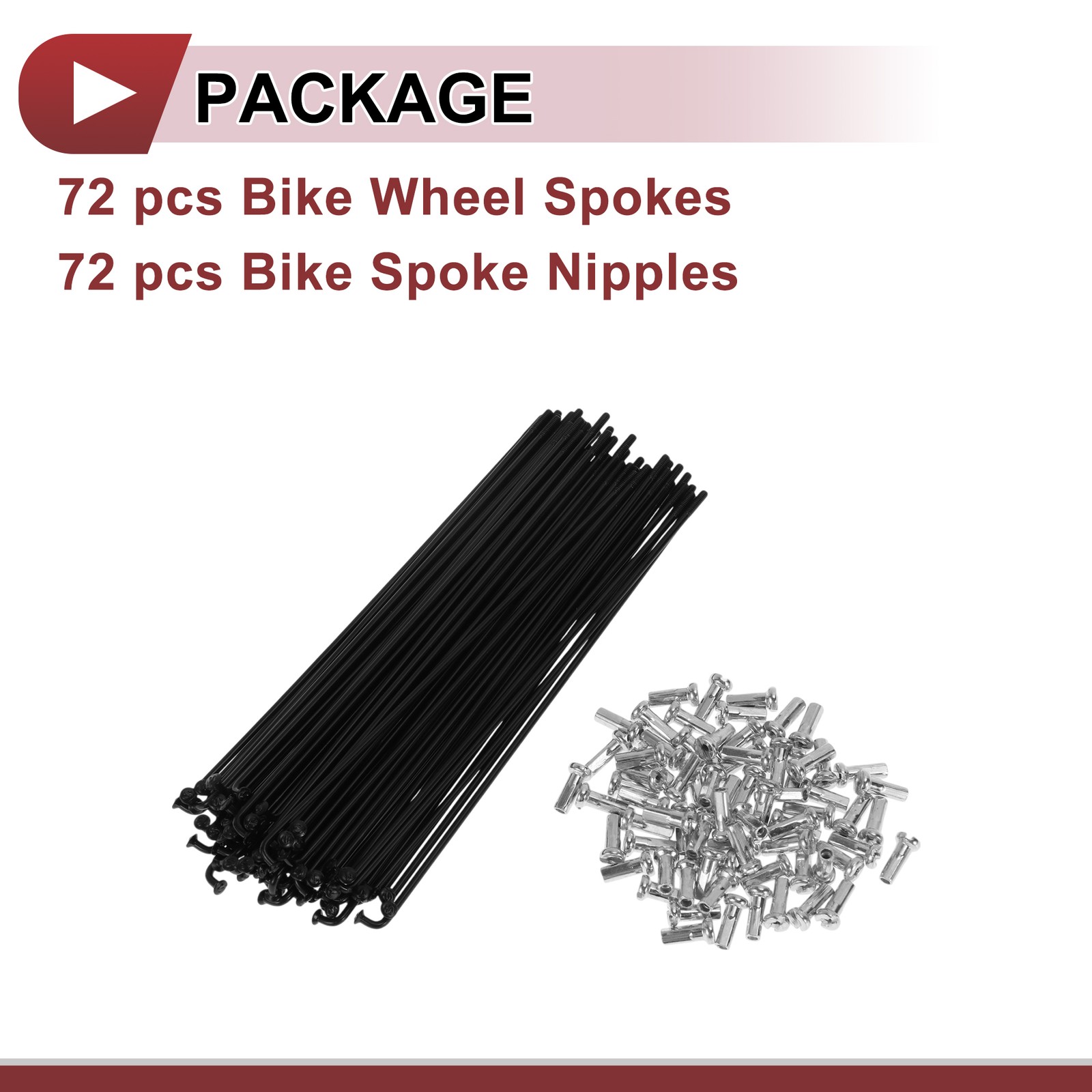 72 Set 14G Bicycle Spoke 139mm Bike Wheel Spoke Carbon Steel Black