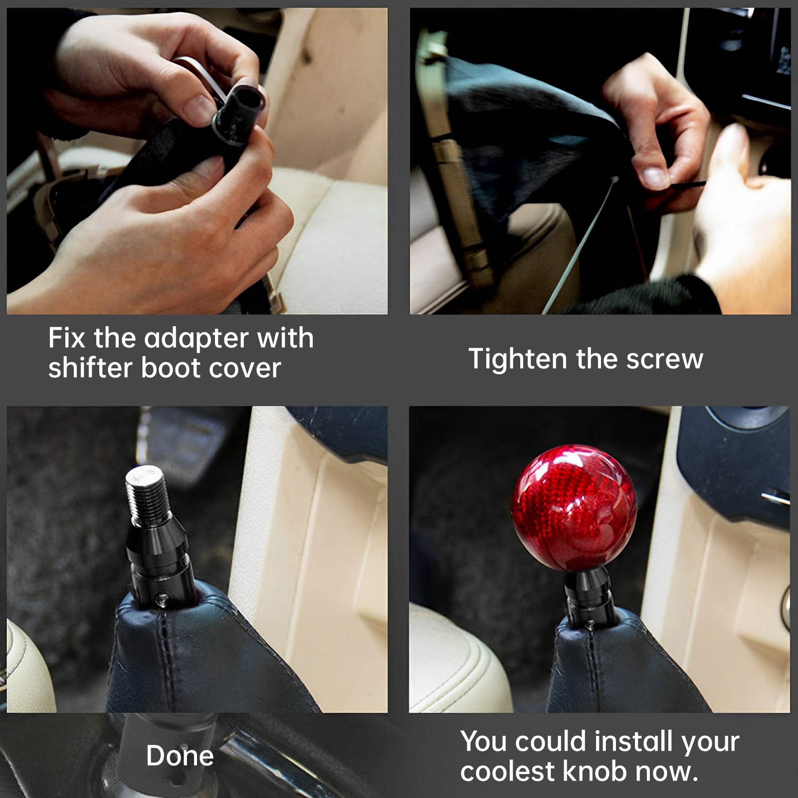Universal Car Gear Shift Knob Shifter Adapter For Non Threaded Shifter M12x1.25