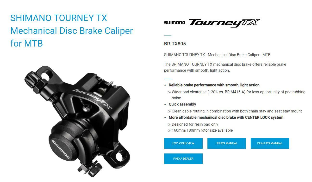 Shimano Tourney TX BR-TX805 Mechanical Disk Brake Caliper Black BR-M375