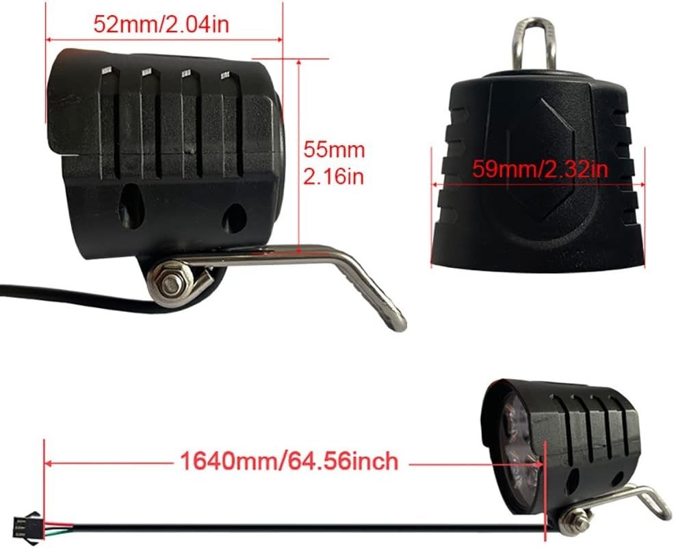 Ebike Light Set 36V 48V 52V 60V Lithium Conversion Kit Headlight Tail Horn