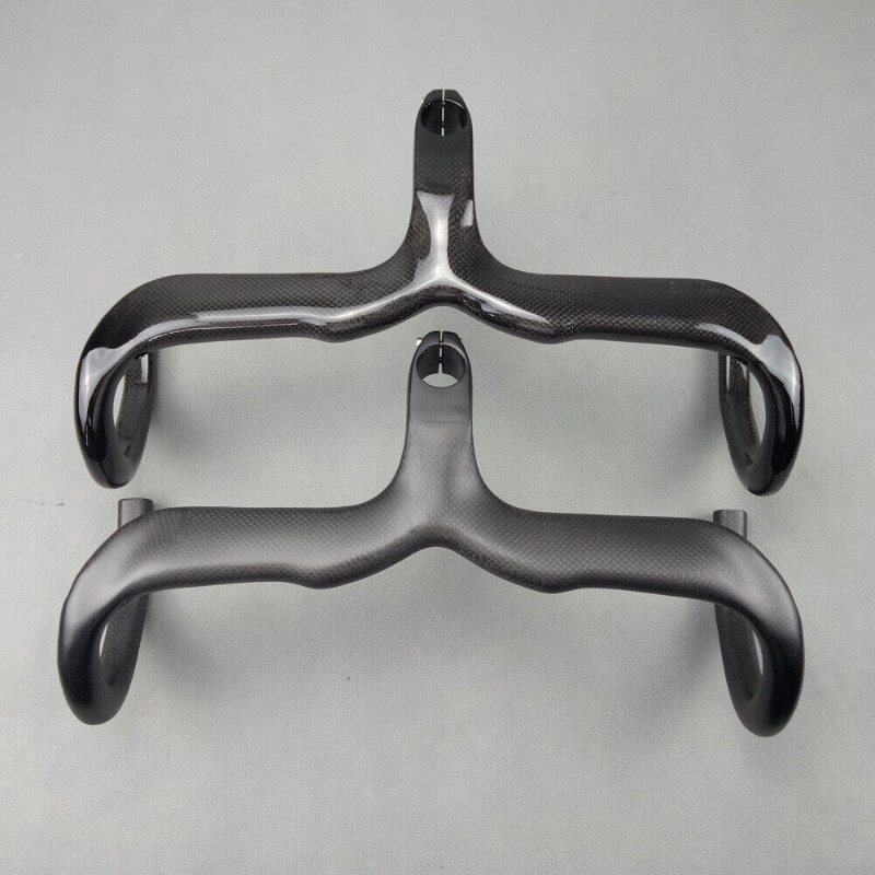 3K Full Carbon Road Bike Drop Bar Bicycle Integrated Bar Stem Handlebars 28.6mm