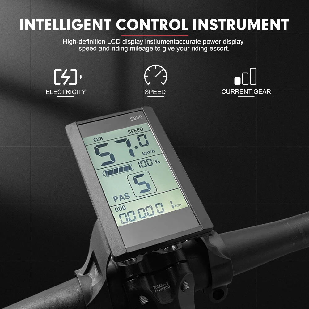 E-bike Display 24V/36V/48V/60V/72V Waterproof/SM Plug for E-bike Conversion Kit