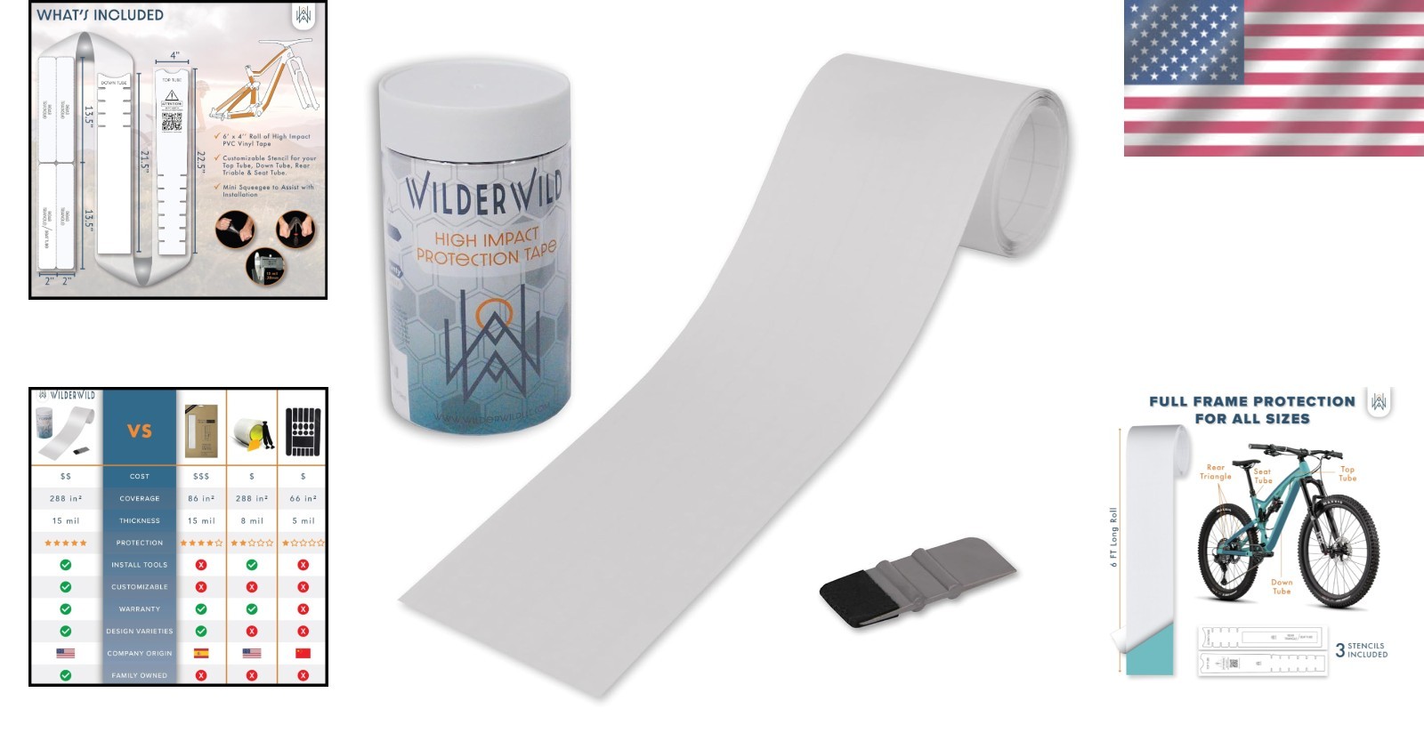Bike Frame Protection Tape- High Impact Clear Vinyl Wrap Includes Tool 4”x72 …