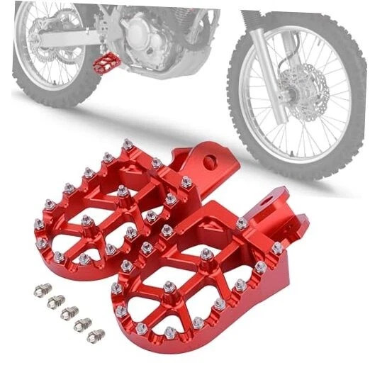 Dirt Bike Foot Pegs,Motorcycle Footpegs Wider Foot Rest Pedal CNC for red