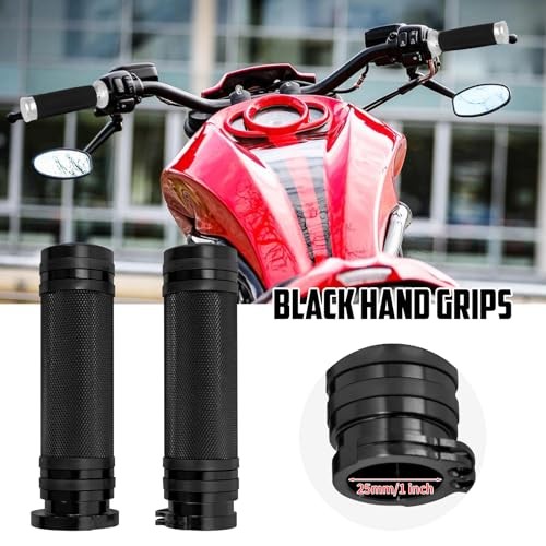 Motorcycle 1″ 25mm Black Aluminum CNC Handle Bars Hand Grips Fit for Harley