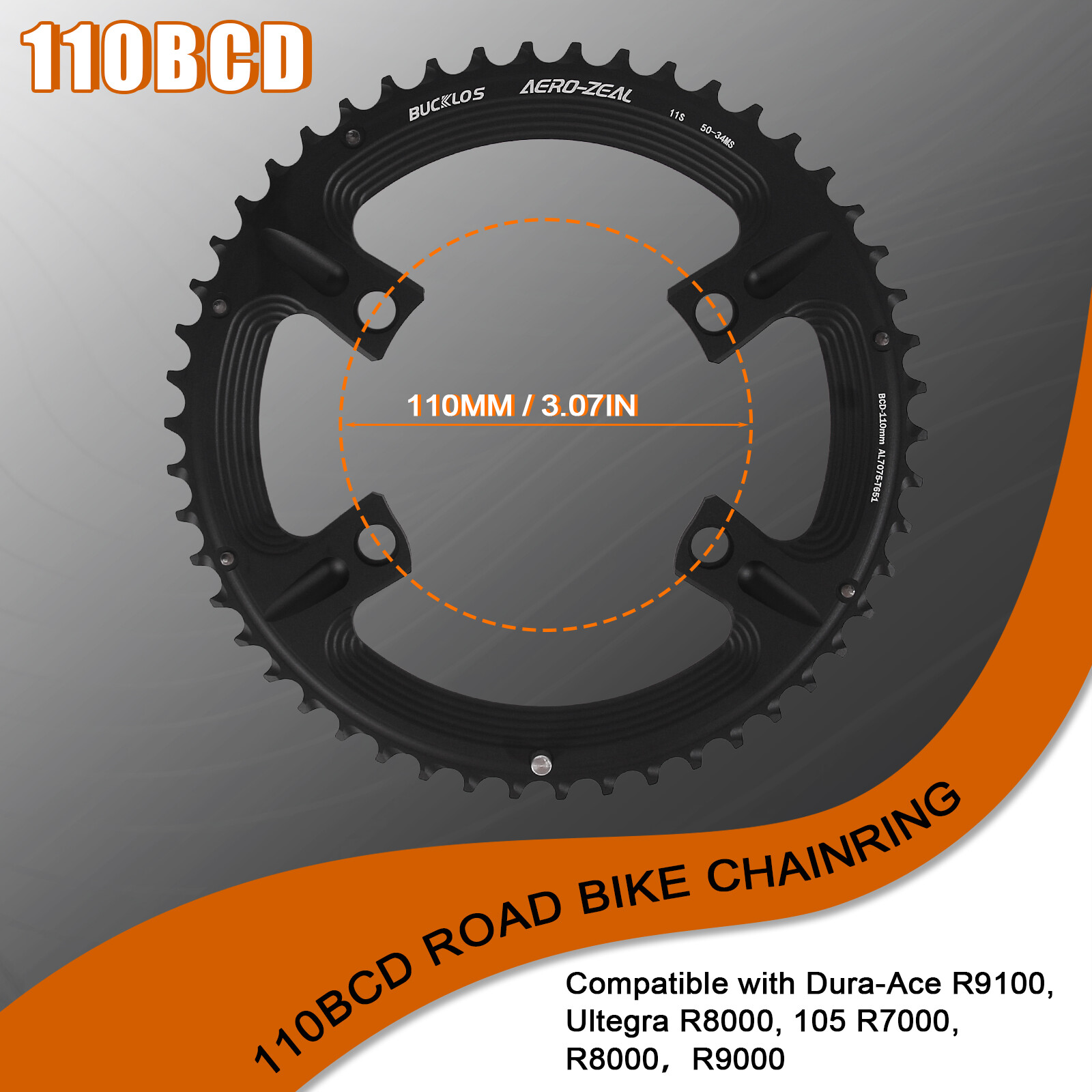 110 BCD Single/Double Bicycle Chainring 34/36/39/50/52/53T 4 Bolts for Shimano