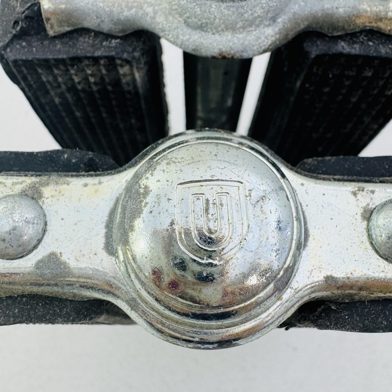 Vintage Union Bicycle Block Pedals 9/16 In Black Reflectors Pair German Bike A41