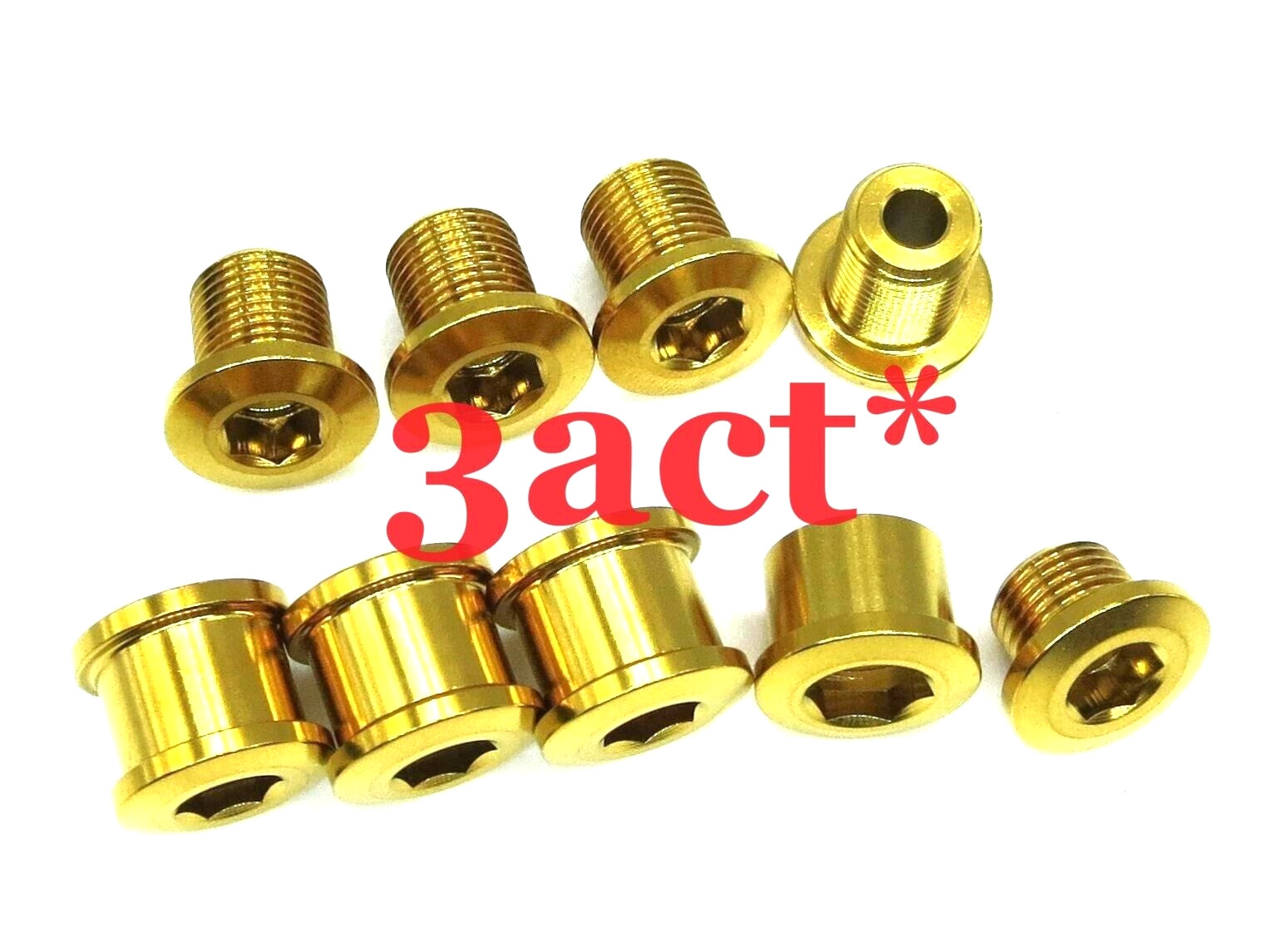 12 pcs Gold – Ti Bolt & Nut (8 Bolts & 4 Nuts) for Triple Crankset Chainring