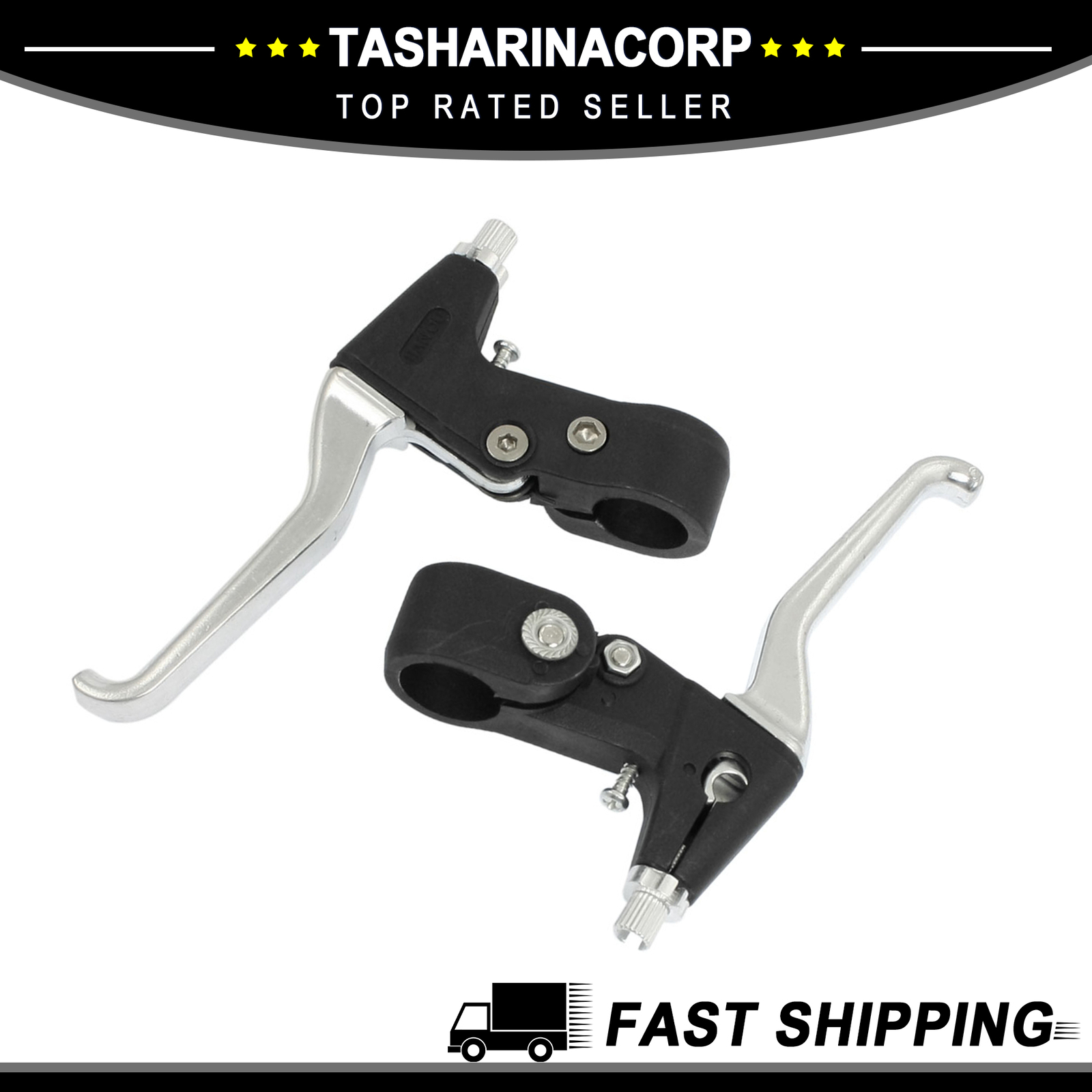 Universal Piece of 2 22mm Handle Hand Brake Lever for Bike Bicycle Black Silver