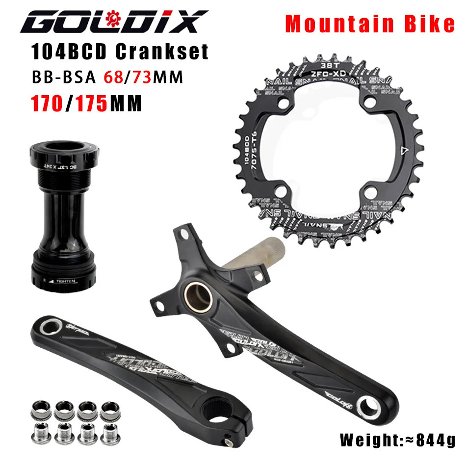 Bicycle Crank Chainring 104BCD MTB Bike Crank Aluminum Alloy with Bottom 170Mm C