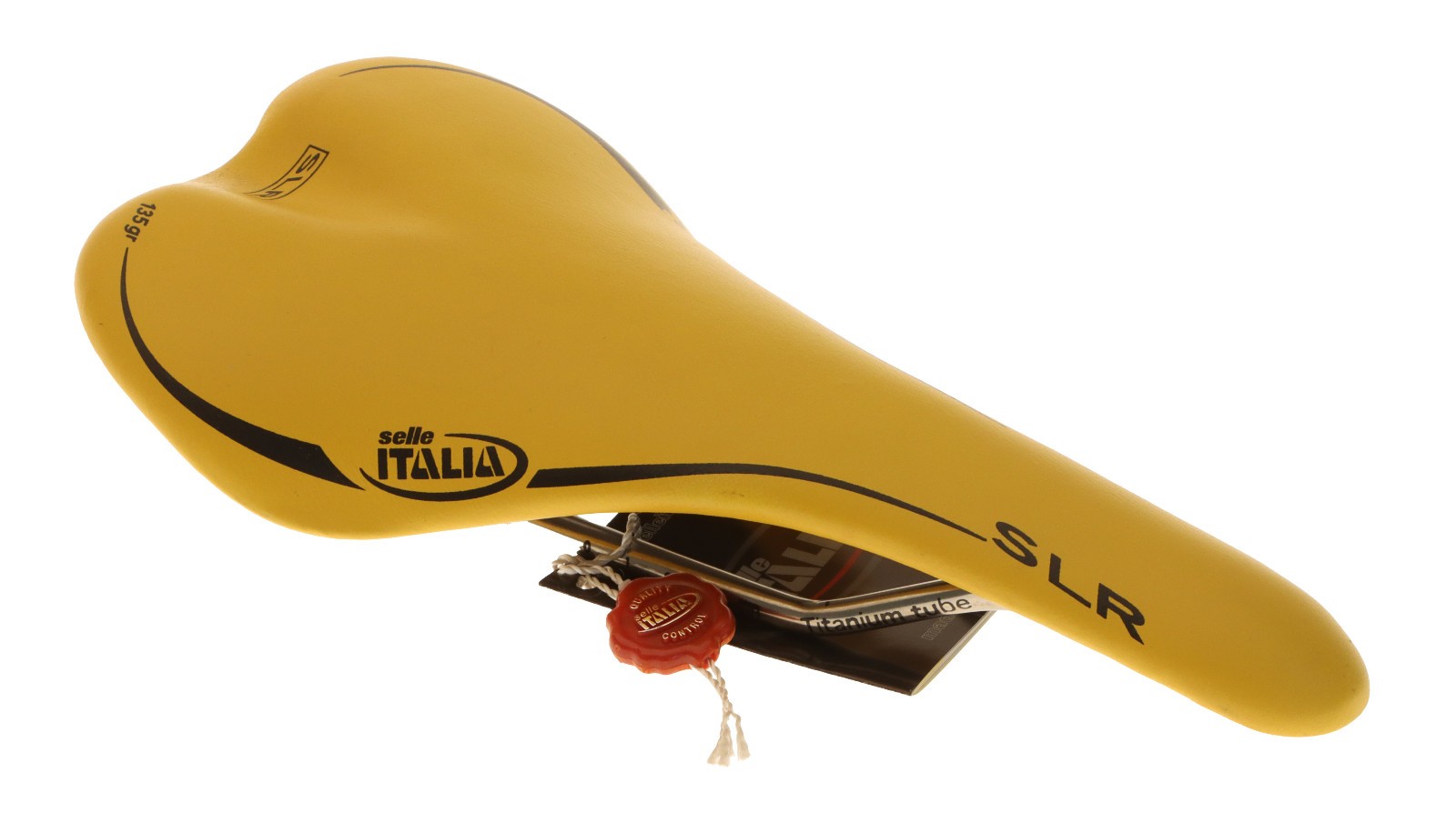 Selle Italia SLR Saddle Carbon Fiber Titanium Rails Yellow Leather NIB NOS NEW