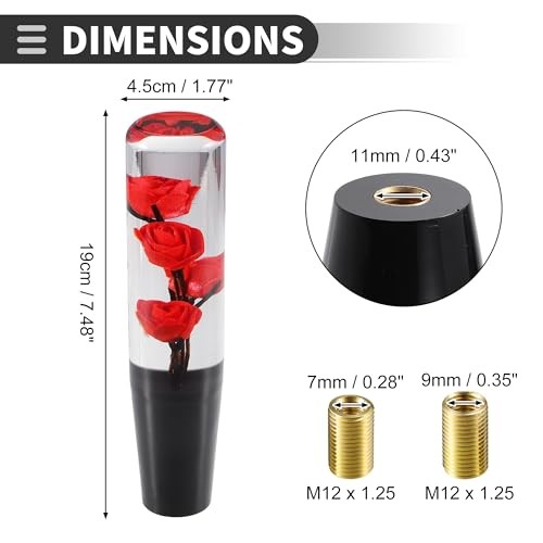 Universal Rose Flower Car Gear Shift Knob, Manual Automatic Stick 20cm Red