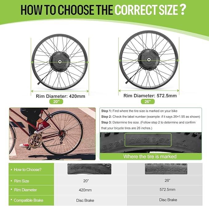 48V1000W Bafang Rear 20» 26″ Wheel Hub Motor DIY Fat Tire Ebike Conversion Kits
